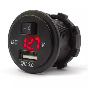 Быстрая автомобильная зарядка USB 3.0 Розетка зарядного устройства Светодиодный вольтметр Переключатель Для автомобиля Морской АТВ