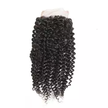Быстрая доставка, наращивание волос из бразильской норки, перуанская кудрявая застежка, кружевная застежка в стиле афро-кудрявый топ 8 inches чёрный/естественный