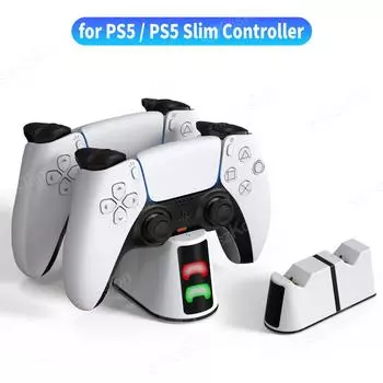 Быстрая двойная зарядная станция для контроллера Playstation 5, зарядная док-станция для геймпада PS5 Slim, аксессуары белый