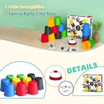 Быстрая игра в укладку стаканчиков, дети используют их, чтобы играть на скорость красочных укладочных стаканчиков One Size белый