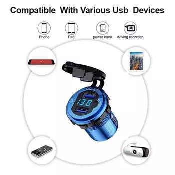 Быстрая зарядка 3,0, двойная USB-разъем для автомобильного зарядного устройства, водонепроницаемая 12 В/24 В, QC3.0, USB-разъем для быстрого зарядного устройства, розетка с сенсорным переключателем красный