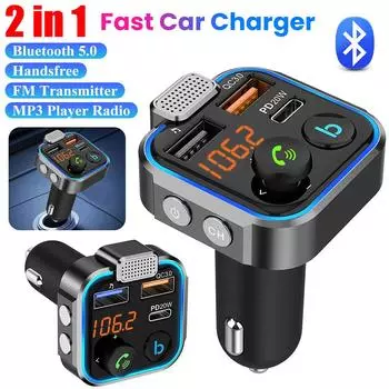 Быстрая зарядка автомобильного зарядного устройства PD 20W QC3.0 беспроводной FM-передатчик Bluetooth аудио гарнитура телефон адаптер автомобильный MP3-плеер модулятор чёрный