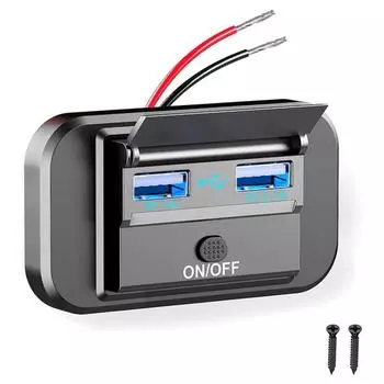 Быстрая зарядка PD Type C, два порта USB, автомобильное зарядное устройство, адаптер розетки 12 В/24 В, USB-панель питания с переключателем для морских мотоциклов