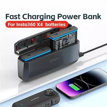 Быстрая зарядка Power Bank совместима с 360 X4 Mobile Power Charger 7710mAh с зарядным кабелем чёрный