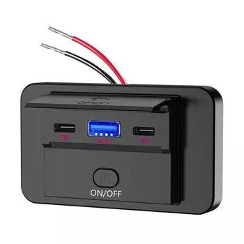 Быстрая зарядка USB-панель питания для мотоцикла, автомобиля, грузовика, квадроцикла QC3.0 PD3.0 с переключателем, два порта PD Type C + QC3.0, быстрое зарядное устройство красный