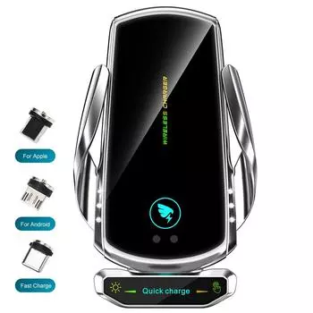 Быстрое автомобильное беспроводное зарядное устройство 15 Вт для Iphone 12 11 Samsung S20 S10 Note10, магнитное USB-зарядное устройство с интеллектуальным датчиком, универсальное для телефонов as picture красный