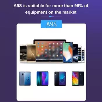 Быстрое автомобильное зарядное устройство A9S, 8 портов, мульти-USB, ЖК-дисплей, 12 В, зарядное устройство для телефона, USB-концентратор для телефонов, планшетов, видеорегистраторов чёрный