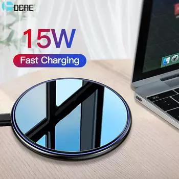 Быстрое беспроводное зарядное устройство 15 Вт для Iphone 14 13 12 11 8 X Xr Xs Max Airpods 3 Pro, базовая подставка для быстрой зарядки для Samsung S22 S21 S20 10W Black чёрный