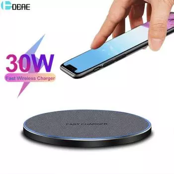 Быстрое беспроводное зарядное устройство 30 Вт/20 Вт для Iphone 14 13 12 11 Xs Xr X 8 Airpods Pro, панель быстрой зарядки для Samsung S22 S21 S20 Note 20 15W Black чёрный