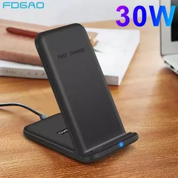 Быстрое беспроводное зарядное устройство 30 Вт для Iphone 14 13 12 11 Pro Max Xs Xr X 8 Samsung S22 S21 Note 20 Индукционная подставка для быстрой зарядки 15W