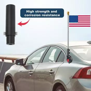 Быстрое крепление флага. Держатель флагштока на присоске. Прочная конструкция. Универсальный дизайн. Простая установка. Патриотическая подставка для флага для автофургонов. чёрный