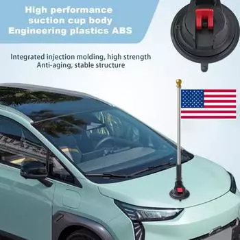 Быстрое крепление флага. Держатель флагштока на присоске. Прочная конструкция. Универсальный дизайн. Простая установка. Патриотическая подставка для флага для автофургонов. чёрный