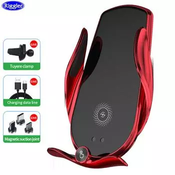 Быстрое умное зарядное устройство 15 Вт, беспроводная автомобильная подставка для телефона, универсальная для мобильных телефонов, магнитный беспроводной держатель заряда для Iphone 13 12 11 as picture красный