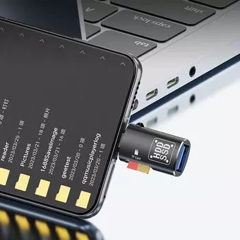 Быстрое устройство чтения карт памяти 2 в 1, OTG Type-C на USB 3.0, 5 Гбит/с, устройство чтения карт памяти TF со шнурком USB C, устройство чтения карт Micro-SD TF для iPhone 15/iPad серебряный