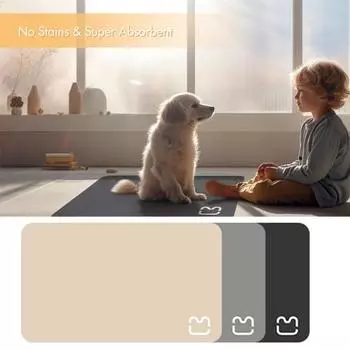 Быстрое впитывание воды, нескользящий нижний коврик для кормления домашних животных, прямоугольная устойчивая к царапинам миска для кошек, подставка для домашних животных, товары для домашних животных L бежевый