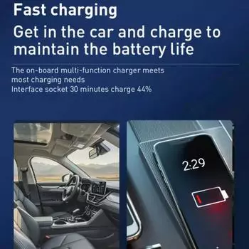 Быстрое зарядное устройство Автомобильный адаптер USB-зарядное устройство для автомобиля Окружающее освещение Автомобильный порт зарядного устройства Тип C Igniter Телефонный адаптер с выдвижным чёрный