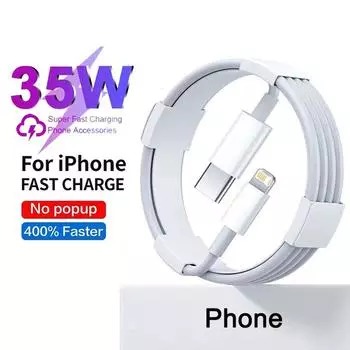 Быстрое зарядное устройство для Apple PD 35 Вт, USB Type C для iPhone 15, 14, 13, 12, 11 Pro Max Mini Plus XR XS, аксессуары для зарядного кабеля для передачи данных 1m