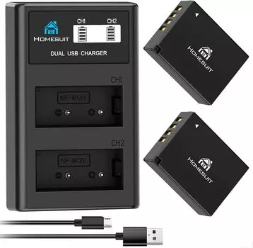 Быстрое зарядное устройство Homesuit с ЖК-дисплеем USB-зарядное устройство Совместимые модели Fujifilm 11 NP-W126S/ NP-W126 1400 мАч2 Type-C
