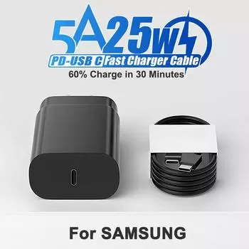 Быстрое зарядное устройство PD 25 Вт для Samsung Galaxy S24 S20 S21 S22 S23 Ultra Plus A54 A34 A05 A25 A72 A73 A52, зарядное устройство USB Type C, аксессуары для быстрой зарядки