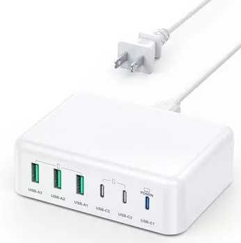 Быстрое зарядное устройство USB C, общая мощность 150 Вт, 6 портов, быстрое зарядное устройство PD GaN, один порт, максимальная выходная мощность 65 Вт, зарядное устройство для ноутбука и мобильного телефона, адаптер переменного тока USB-розетки, совмести