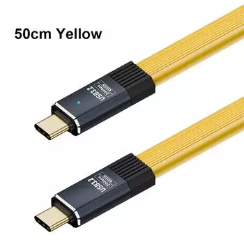 Быстрое зарядное устройство USB Type C кабель PD 100 Вт быстрая зарядка 20 Гбит/с USB C кабель для передачи данных зарядный провод шнур для iPhone 15 Samsung S23 80CM жёлтый