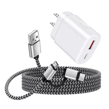 Быстрое зарядное устройство USB зарядное устройство 25 Вт 2 порта Micro C кабель для зарядки 2 в 1 USB Type C кабель совместим с PD зарядное устройство Type C зарядное устройство iPhone зарядное устройство Type C