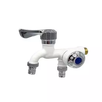 Быстрооткрывающийся многофункциональный смеситель для стиральной машины с двойной головкой, трехходовая швабра для бассейна, один в два, один смеситель для стиральной машины холодной воды One Size белый