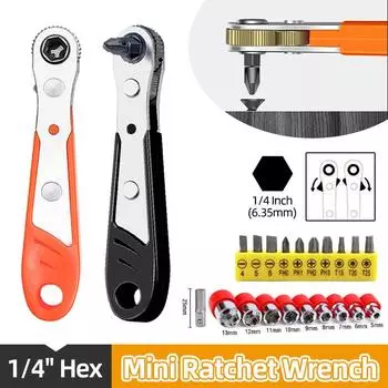 Быстроразъемная ручная отвертка с трещоткой с высоким крутящим моментом, легкий мини-ключ с трещоткой, шлицевая шестигранная отвертка Phillips Torx, инструменты для ремонта