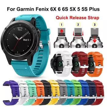 Быстросъемный силиконовый ремешок для Garmin Fenix 6 6S 6X Pro 5X 5 5S 3 3HR Forerunner 935 945 22mmFenix 6 5 5 Plus темно-синий