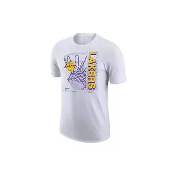Быстросохнущая баскетбольная футболка с логотипом Nike Los Angeles Lakers, мужские топы, белые CV6111-100 M