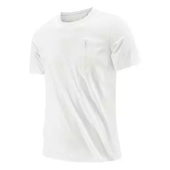 Быстросохнущая футболка из ледяного шелка, впитывающая влагу, дышащая, спортивная и повседневная, с круглым вырезом и коротким рукавом, для мужского фитнеса и бега XXXXXL белый