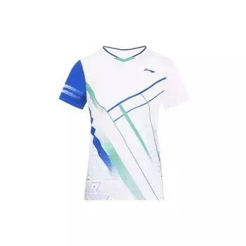Быстросохнущая футболка Li-Ning для тренировок по бадминтону с короткими рукавами, женские топы, белые AAYS072-1 L
