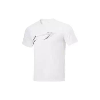 Быстросохнущая футболка Li-Ning Fitness Series с логотипом и принтом, мужские топы белого цвета ATST573-2 3XL
