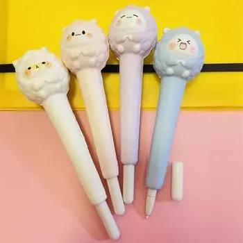 Быстросохнущая гелевая ручка, гладкая ручка для письма, декомпрессия, милая мультяшная ручка-овца, школьные принадлежности белый