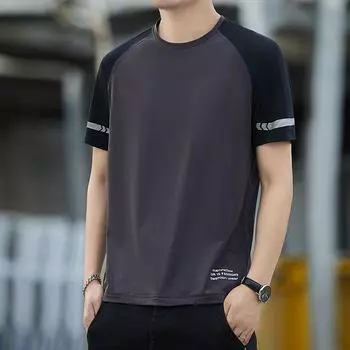 Быстросохнущая мужская футболка с круглым вырезом, мужской спортивный костюм для бега и фитнеса, топ из ледяного шелка с короткими рукавами XXXL