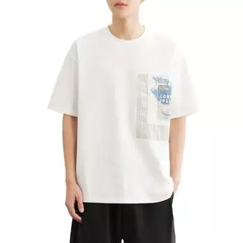 Быстросохнущая мужская хлопковая футболка из ледяного шелка с вышивкой Cool Feeling с короткими рукавами, летняя слегка свободная шелковая футболка с половиной рукавов M белый