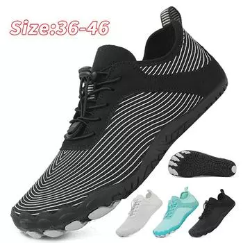 Быстросохнущая мужская обувь для воды, женская обувь для воды, дренажная вода, пляжные спортивные кроссовки, сандалии для плавания, катание на лодках, дайвинг, рыбалка босиком 36 чёрный