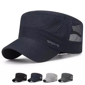 Быстросохнущая плоская кепка, мужская весенне-летняя солнцезащитная шляпа с тонкой дышащей сеткой, уличная шляпа с утиным язычком для рыбалки 55-60cm светло-серый