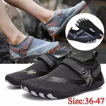 Быстросохнущая пляжная обувь для плавания на берегу моря, обувь для дайвинга, водные виды спорта, прогулочная обувь для прогулок на открытом воздухе, обувь для женщин и мужчин 47 чёрный