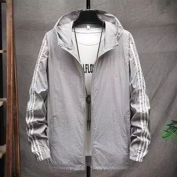 Быстросохнущая солнцезащитная одежда Мужская летняя тонкая куртка Защита от ультрафиолета Солнцезащитная одежда Летняя рыболовная куртка M белый