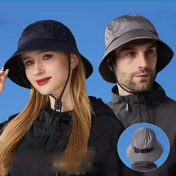 Быстросохнущая водонепроницаемая рыбацкая шляпа, женская летняя уличная альпинистская шляпа, солнцезащитная шляпа от солнца, мужская шляпа для бассейна с большой головой чёрный