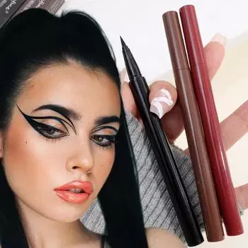 Быстросохнущая водостойкая, неразмазывающаяся, долговечная черная подводка для глаз для точного и удобного двойного использования чёрный