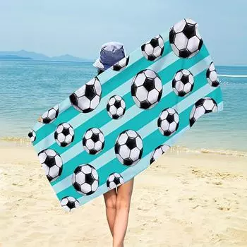 Быстросохнущее пляжное полотенце с футбольной тематикой — легкое, устойчивое к выцветанию и прочное микроволокно, идеально подходит для пляжа и бассейна, 59x27,6 дюймов 50x100cm