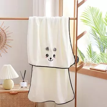 Быстросохнущее полотенце для купания с милым мультяшным принтом для младенцев - мягкое, впитывающее, толстое, коралловый флис 35x75 cm