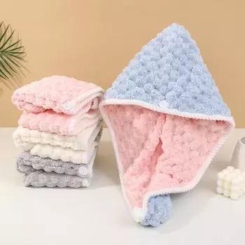 Быстросохнущее полотенце для сухой головы, банные шапочки с пуговицами, шапочка для сушки волос из микрофибры для женщин синий/розовый