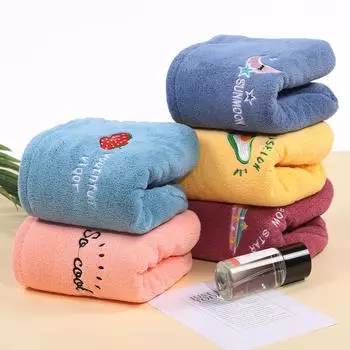 Быстросохнущее полотенце для волос из кораллового бархата с вышивкой, женское полотенце для волос, впитывающее воду, банная шапочка с пуговицами, бытовые принадлежности 65x25cm синий