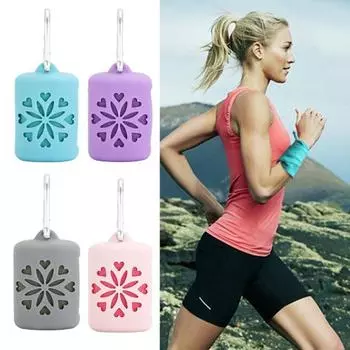 Быстросохнущее полотенце из микрофибры с силиконовым чехлом, зажимами-липучками, дышащее охлаждающее полотенце для душа, банное полотенце для бега, тренажерного зала, пляжного спорта фиолетовый