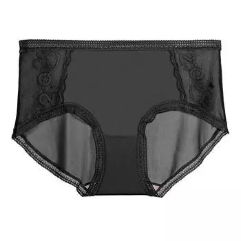 Быстросохнущее ультратонкое кружевное нижнее белье, женское нижнее белье, антибактериальное нижнее белье со средней посадкой, сексуальное нижнее белье M чёрный