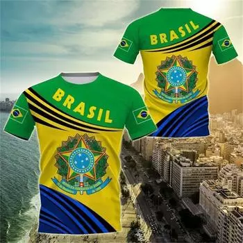 Быстросохнущие бразильские футбольные футболки мужские с принтом бразильского флага с коротким рукавом летняя спортивная одежда для фитнеса модные мужские топы S