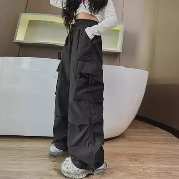 Быстросохнущие летние брюки широкого кроя для девочек: Модная, стильная, защищающая от комаров уличная одежда для танцев 120 серый